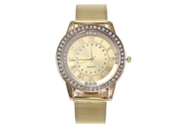 Reloj De Pulsera Unisex De Moda Con Correa De Malla Diamante Oro Cuarzo