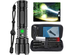 Linterna portátil con batería COB recargable, 100.000 lúmenes, alcance de 1000 m, zoom ajustable y 6 modos de luz, ideal para jugadores...