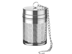 Infusor de té de acero inoxidable. Malla extrafina que captura partículas finas, garantizando un sabor puro. Diseño de conexión roscada para una infusión segura.