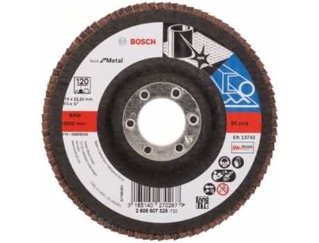 Disco de Lija BOSCH en Lamelas X571 - Best para Metal D= 115 mm; G= 120 - Recto