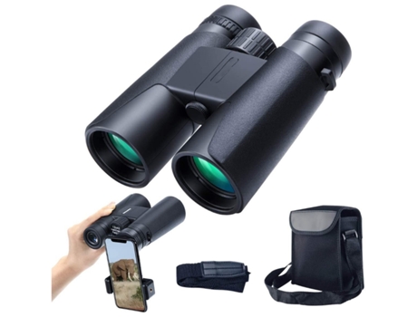 Binoculares 12X42 Binoculares HD de Campo Amplio de visión Prisma Gran Angular de 16,5 mm Bak4 Fmc Adecuado para Viajes Negro-Negro YIZHOOD