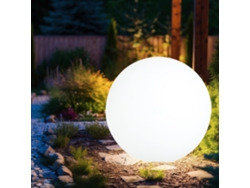 Luminária De Jardim Led Esférica Para Exterior, Com Estaca De Fixação Ao Solo, Branca, 20 Cm