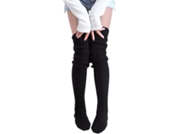 Calcetines Por Encima De La Rodilla, Calcetines De Punto Cálidos Hasta La Rodilla, Medias De Invierno Cómodas (negras) Cuich