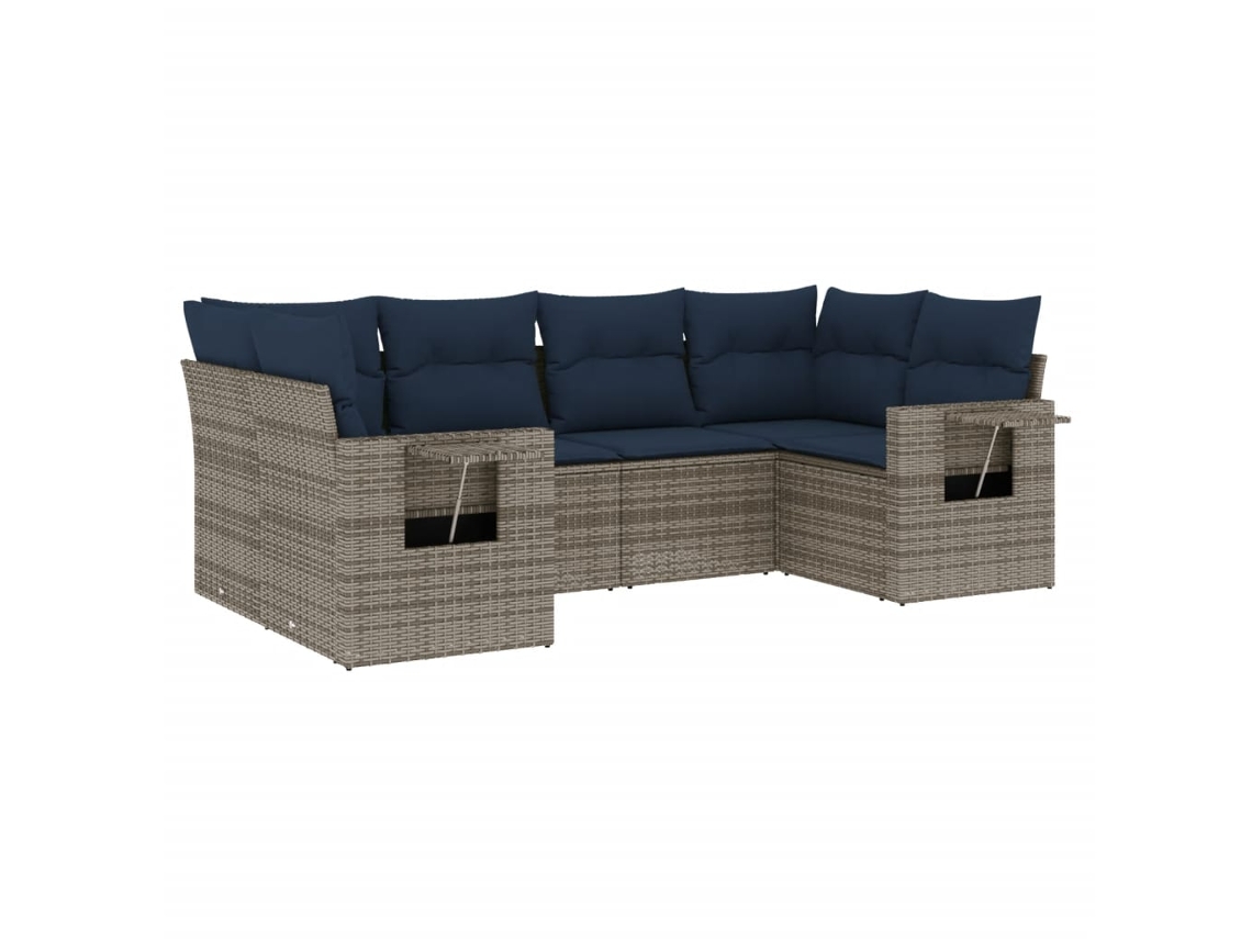 Maison Exclusive - Conjunto De Sofá De Jardín De 6 Piezas Con Cojines, Poliratán Gris
