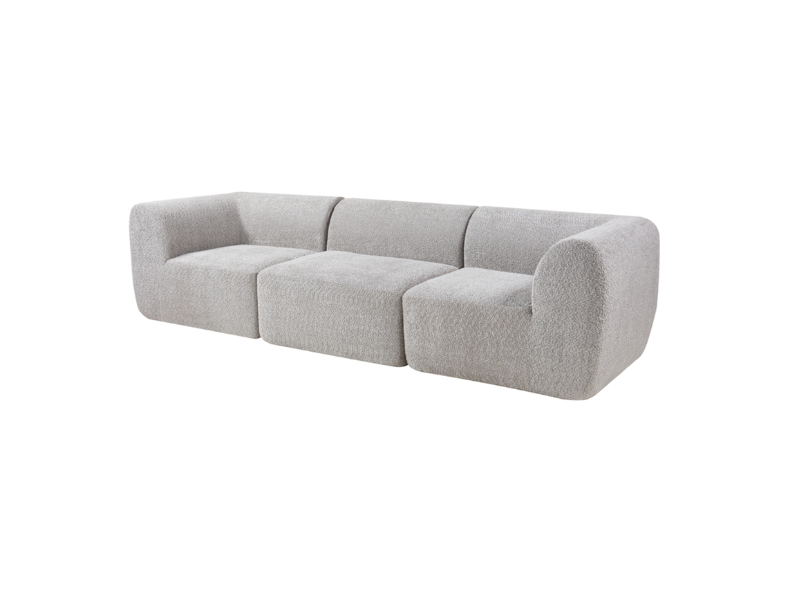 Sofá Modular Hurvas De 3 Plazas Bouclé - Gris [EN.CASA]
