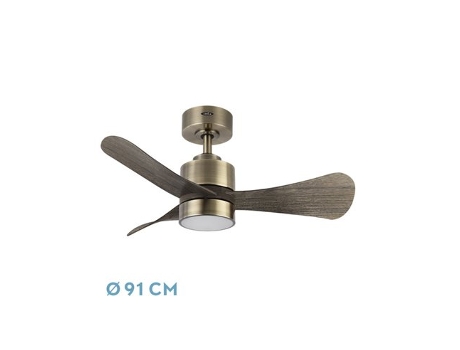 Ventilador DC Zepelin 18W Cuero/Roble 3 Aspas FABRILAMP