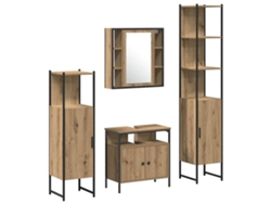 Juego De Muebles De Baño Con Estante 4 Uds Roble Artesanal