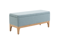 Banco de almacenamiento tapizado de estilo escandinavo, 110 cm, azul claro