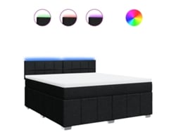 Maison Exclusive - Cama Box Spring Con Colchón Tela Negro 180x200 Cm