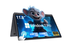 Ordenador portátil Vanwin con pantalla táctil de 11,6" con rotación de 360°, procesador Intel® Pentium® Gold 6500y, 8 GB de RAM y SSD de 256 GB.
