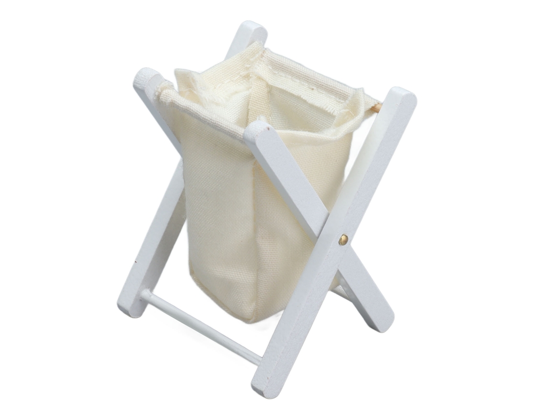 Cesta De Roupa Miniatura Para Casinha De Boneca 1:12 Em Bétula Branca Acessório Decorativo