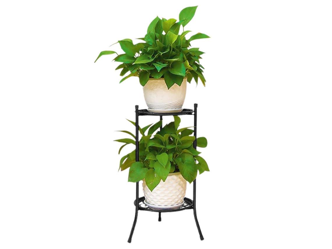 Hierro Macetas Soporte para plantas con doble cubierta metálica Repisa para plantas de interior y exterior