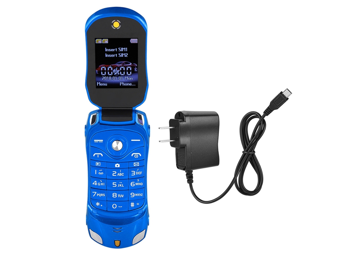 Telefone Celular Flip Carro Ferrari Modelo F15 Dual Sim Gsm Teclado Câmera Mp3 Bluetooth Azul