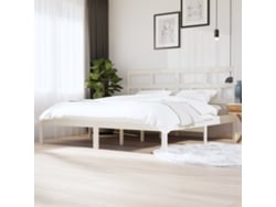 Estructura De Cama Madera Maciza De Pino Blanco 200x200 Cm