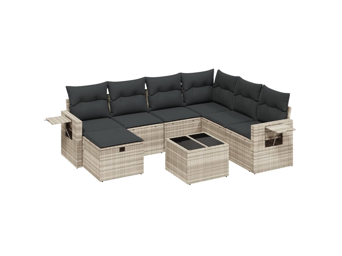 Maison Exclusive - Set De Sofás De Jardín 8 Pzas Y Cojines Ratán Sintético Gris