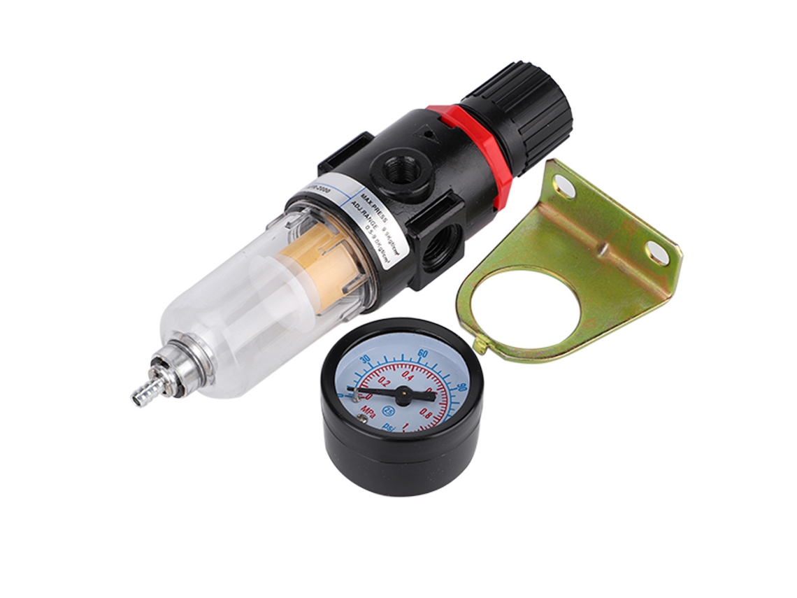 Regulador de filtro para compresor de aire de 1/4" con separador de aceite y agua.