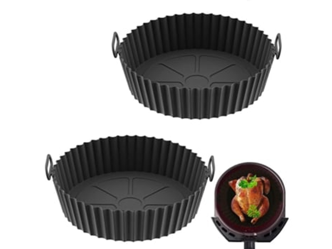 Molde de silicona para freidora de aire, paquete de 2, revestimientos reutilizables, accesorios para freidora de aire, accesorios Panoona