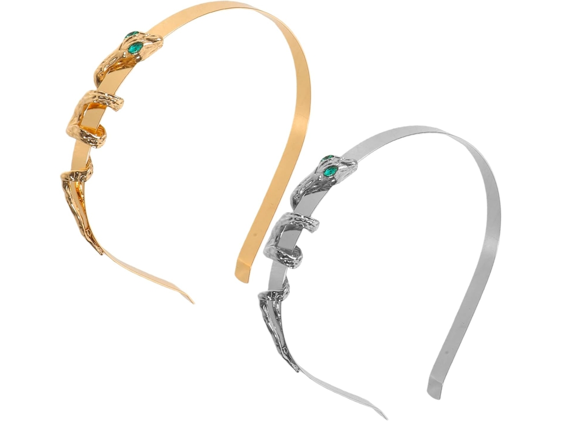 2pièces Serre Cabeza Serpent Métal Doré Y Argenté Bandeau Fin Orné De Strass Para Mariages Soirées...