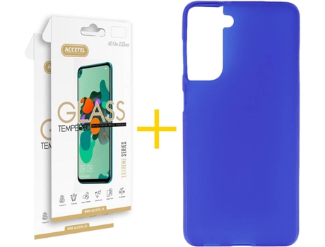 Carcasa + 2 Protectores de Pantalla para Samsung Galaxy S22 Plus 5G ACCETEL Azul