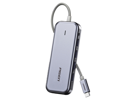 Adaptador PISEN Nj-Tc12 6In1 Tipo-C a HDMI 3Usb3.0 Pd 1000Mbps para Huawei Mate40/P50 S20