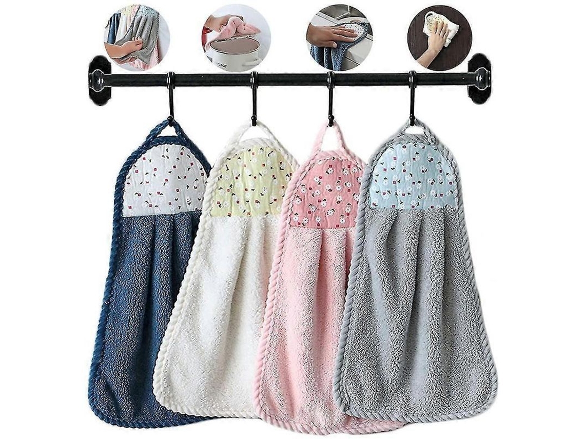 2026-toalla Ultra Absorbente De Coral Fleece Con Anillo Para Colgar Para Cocina Multiusos Suave Y Rápido Secado