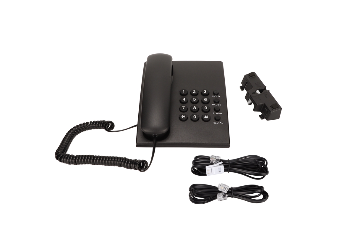 Teléfono Fijo Con Cable Para Escritorio Y Montaje En Pared Para Oficina En Casa, Con Función De Silencio, Rellamada, Recuperación Del Último Número Y Modo Pt.