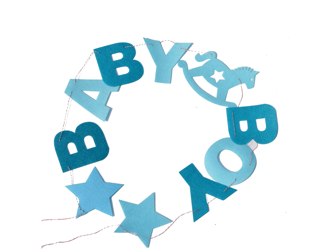 Kit De Decoración Para Baby Shower Y Cumpleaños: Banderines Azules Para Niño.