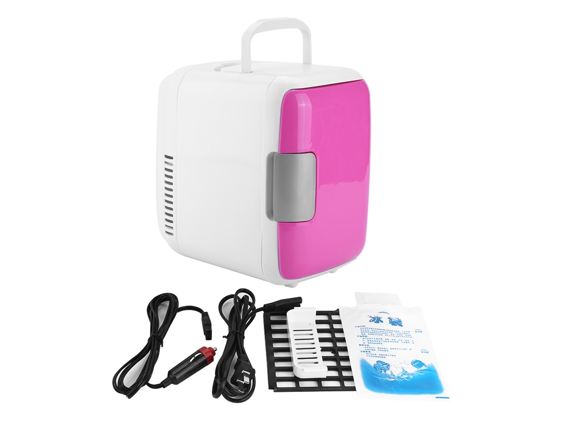 KOFIHETY Nevera Portátil Mini 4L DC12V / AC220V para Viaje, Coche, Hogar y Oficina - Enfría y Calienta (Color: Rosa)