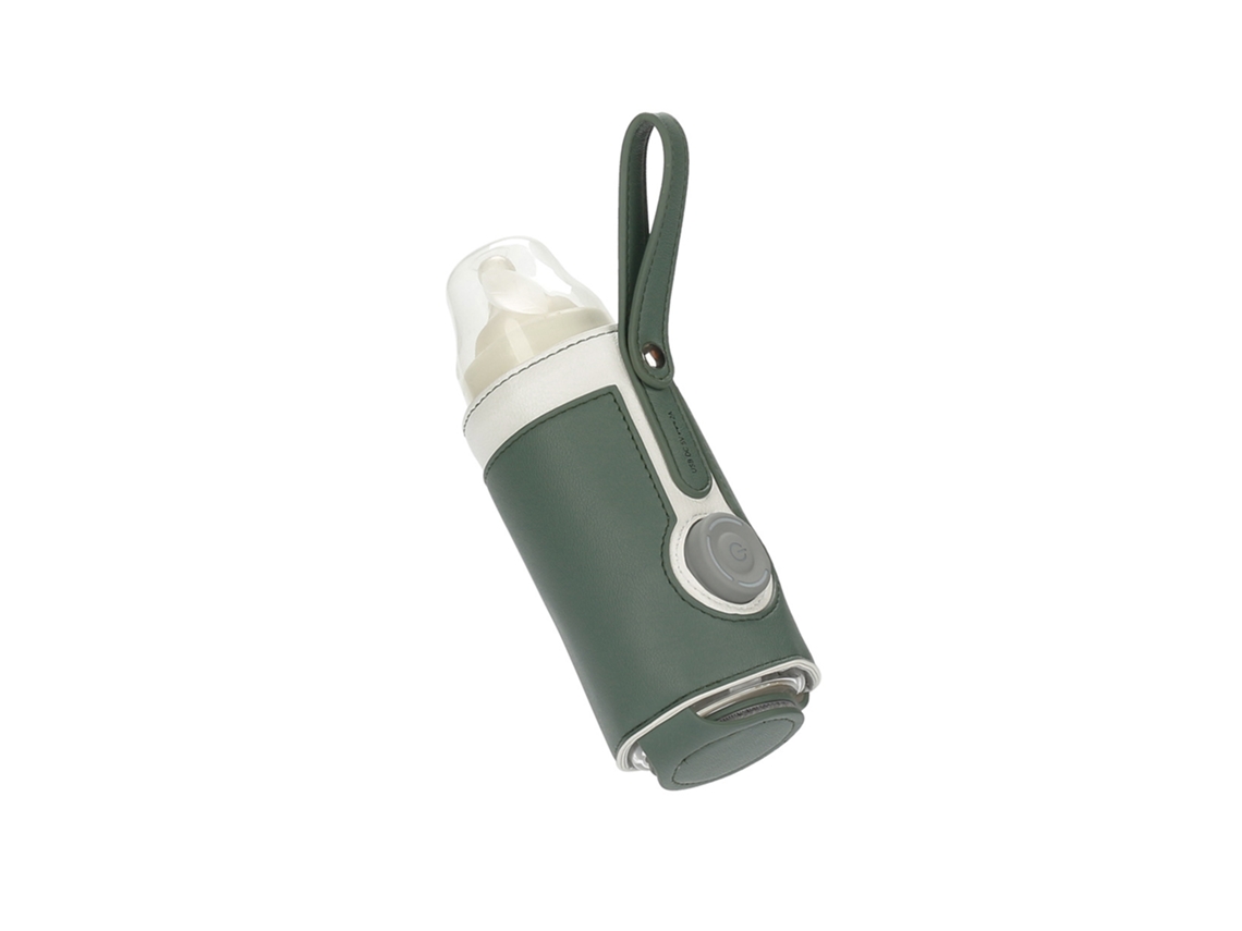 Bolsa térmica portátil de cuero para biberones con tres niveles de temperatura constante ajustables - Verde