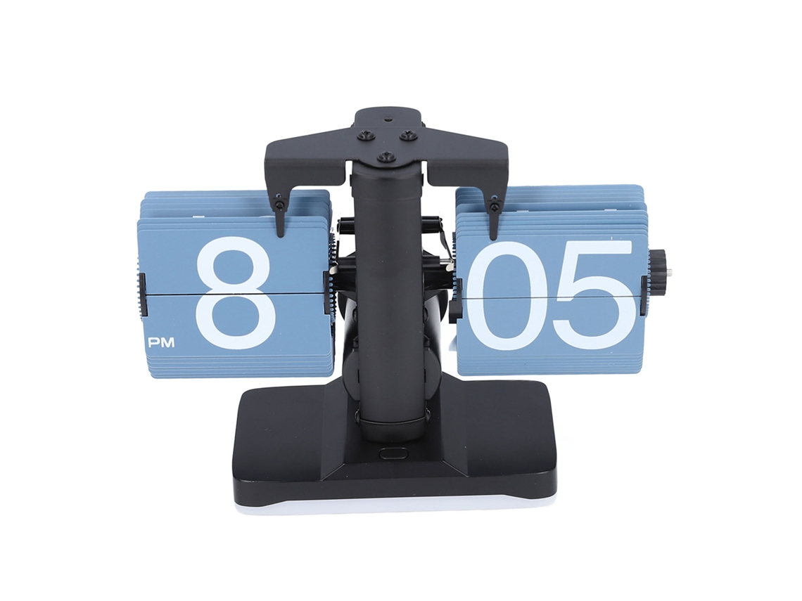 -reloj De Volteo Automático Estilo Retro Con Brillo Ajustable, Operación Silenciosa Para Hogar Y Oficina Negro Con Hoja Azul