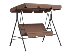 Columpio De Jardín Con 3 Plazas, Toldo Reclinable, Cojines, 172 Cm, Marrón Y Negro.
