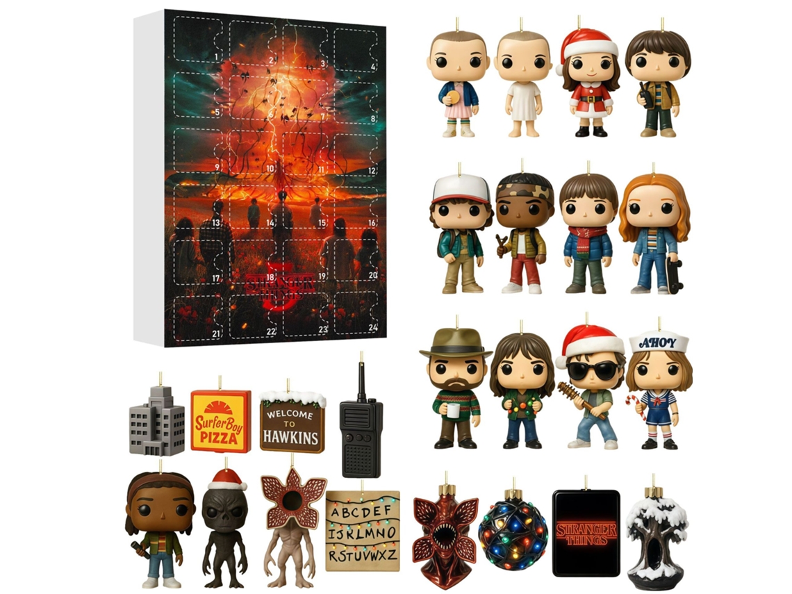 Caja sorpresa con calendario de cuenta regresiva de Strange Story, para Navidad, para colgar en el árbol de Navidad, acrílico.