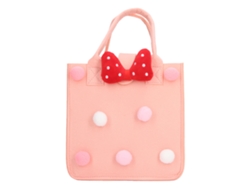 Bolsa De Regalo De Fieltro Reutilizable Con Cinta Y Bola Decorativa Para Fiestas De Cumpleaños Infantiles - Rosa