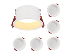 5 focos LED empotrables blanco cálido 3000K para baño, salón, cocina, pasillo, oficina, comedor, IP44, 5 W, Nettlife