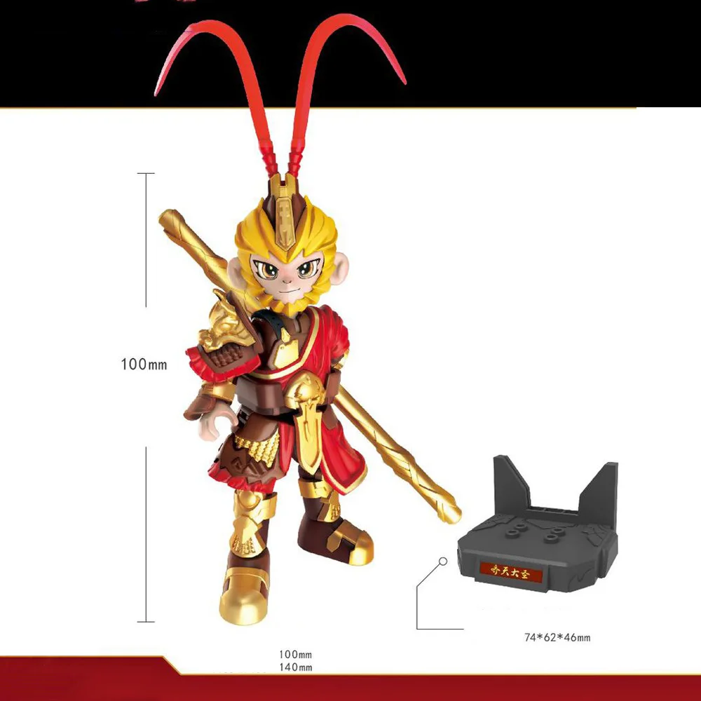 Juego De Juguetes Educativos De Ensamblaje De Bloques De Construcción Con Figura Mitológica China Sun Wukong Con Base.