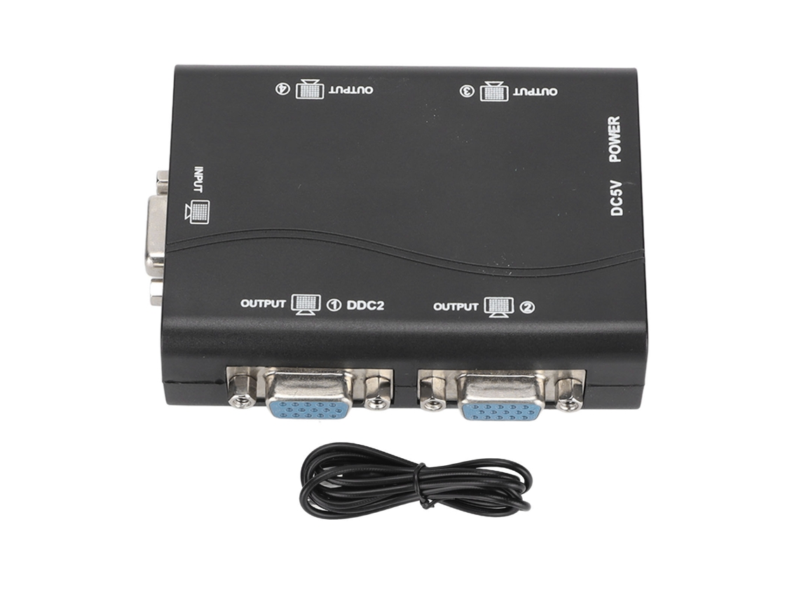 Divisor Vga 1 Entrada 4 Salidas 250mhz 1920x1440 Divisor De Vídeo Hd Alimentado Por Usb Para Portátil, Proyector Y Tv
