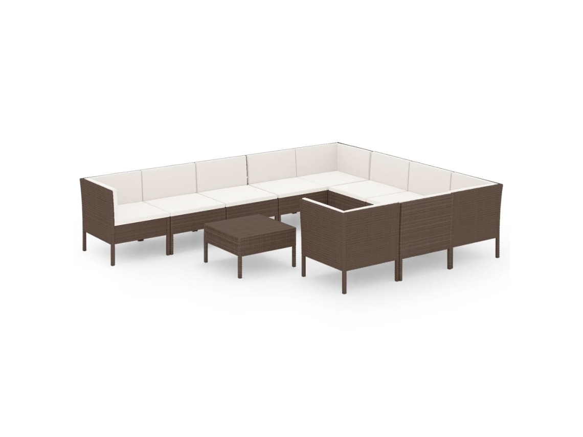 Conjunto 11 muebles de jardín VIDAXL y cojines ratán sintético marrón