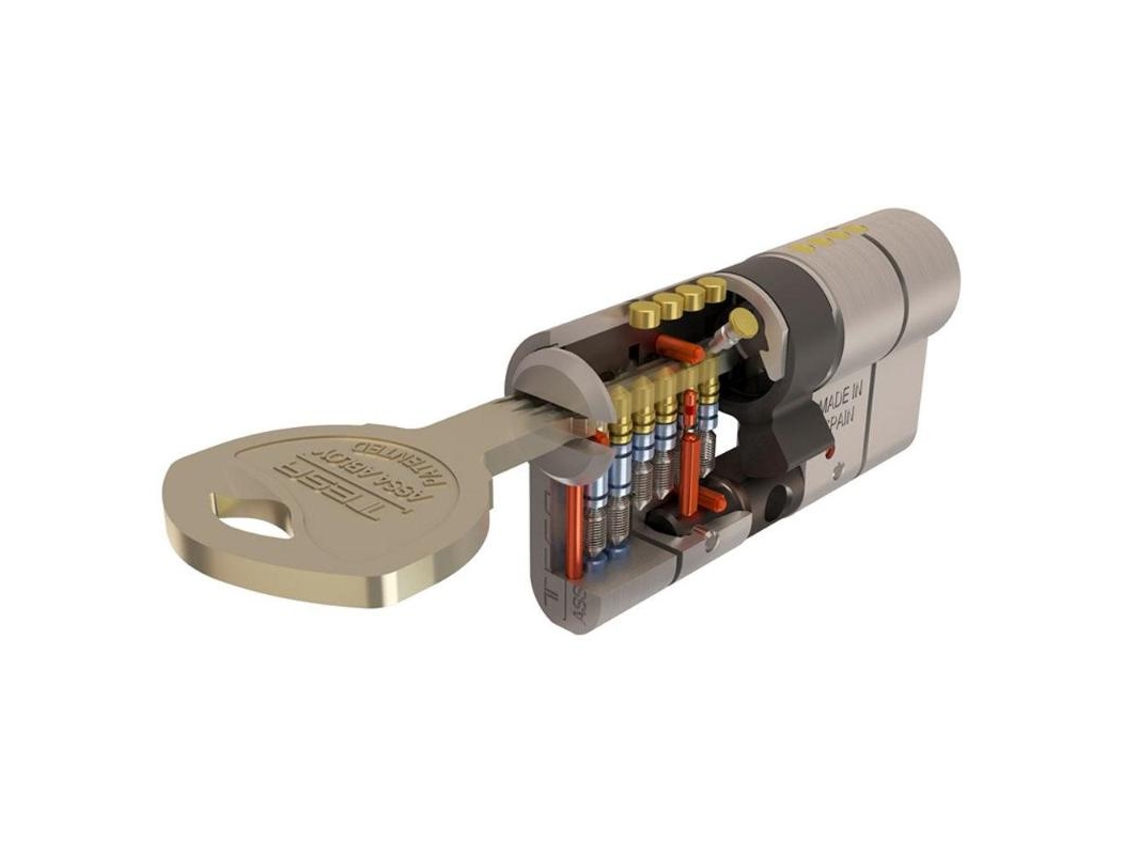 Cilindro tesa seguridad t70  30x30 latonado leva corta