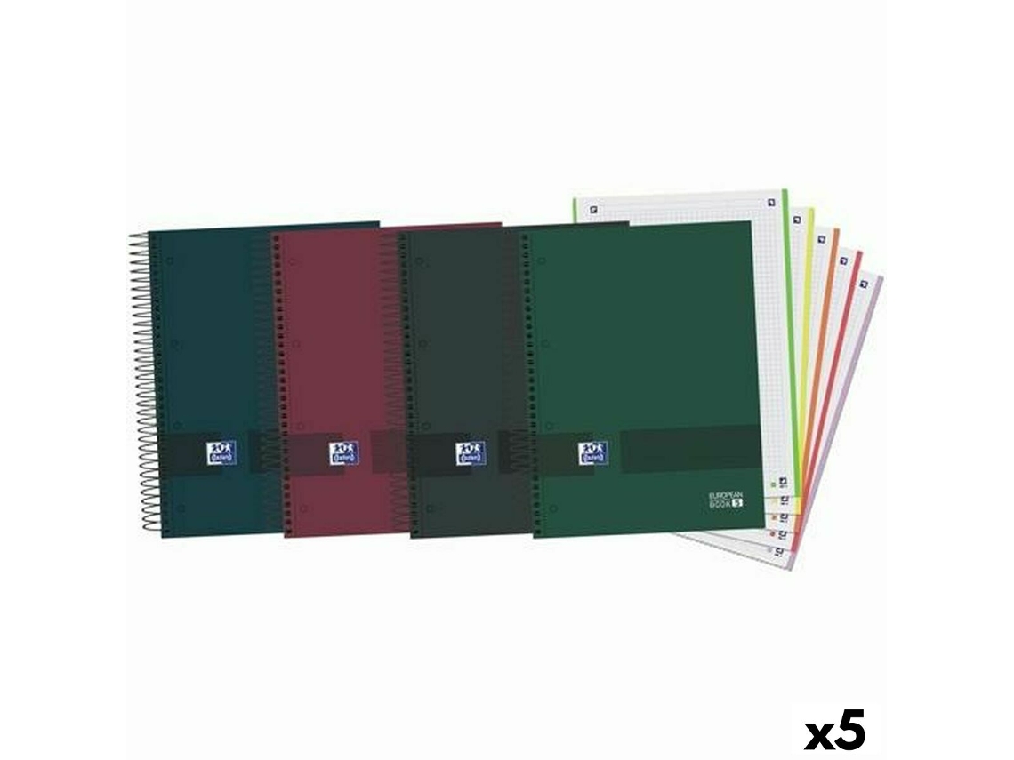 Set de Cuadernos OXFORD European Book 5 Multicolor A4 120 Hojas (5 Unidades)