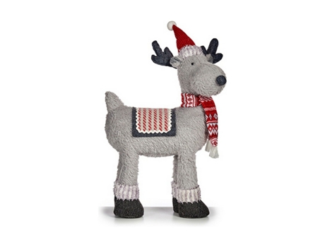 Renas de Navidad 63,5 cm Vermelho Cinzento Tecido Blanco