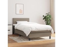 Cama Box Spring Con Colchón Tela Gris Taupe 90x190 Cm