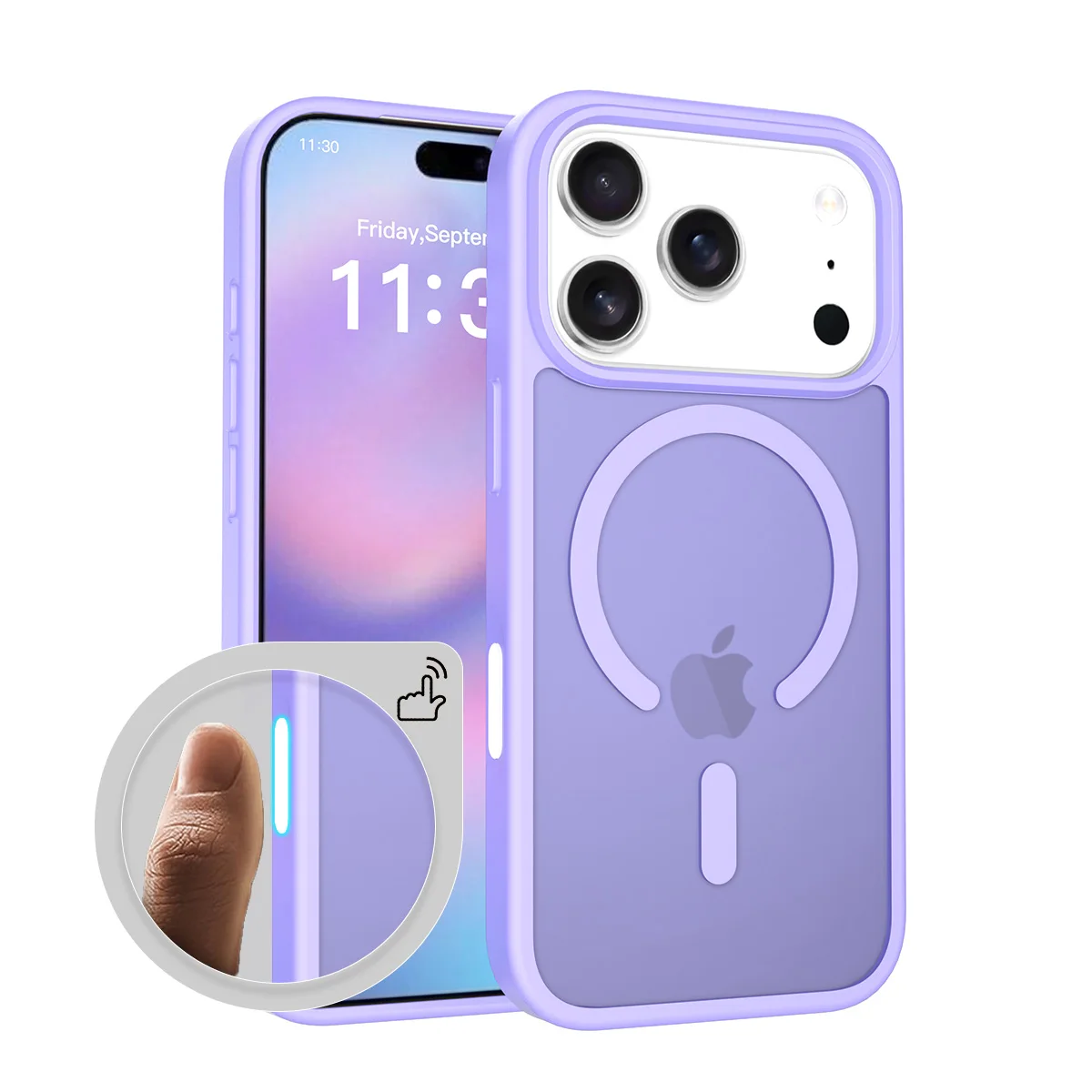(lila, Iphone 16 Pro Max) Alta Calidad Caramelo Color Skin Scrub Favorable Caso Del Teléfono Con Soporte De Absorción Magnética Carga Inalámbrica