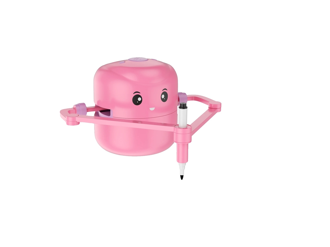 Robot de dibujo, herramienta educativa, material seguro, rosa.