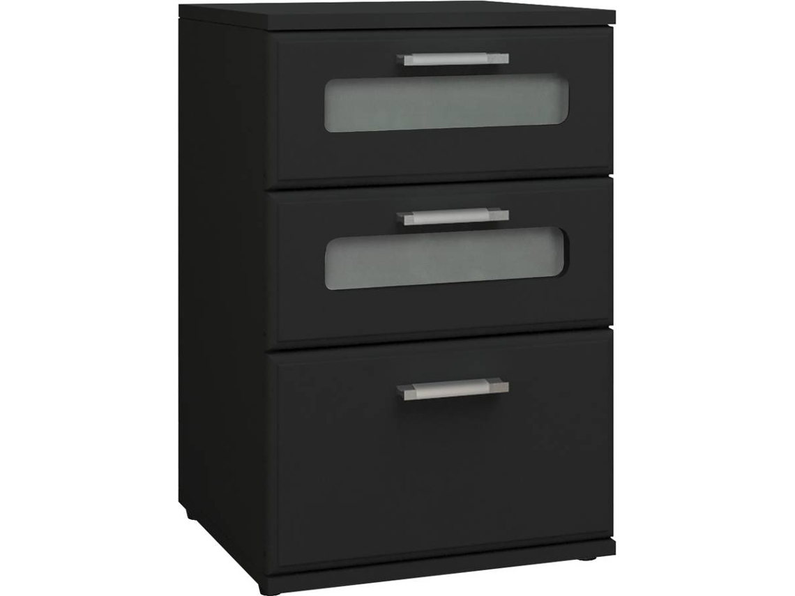 Mesita de Noche ML-DESIGN 3 Cajones (Negro - MDF - 40 x 60 x 38 cm)