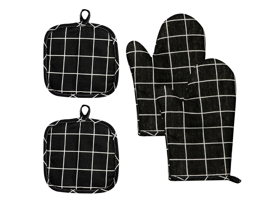 MEOIRUERY 4 Piezas Guantes de Horno y Fundas para Ollas, Guante de Microondas Resistente al Calor para Hornear Cocinar a la Parrilla, Adecuado para Barbacoa