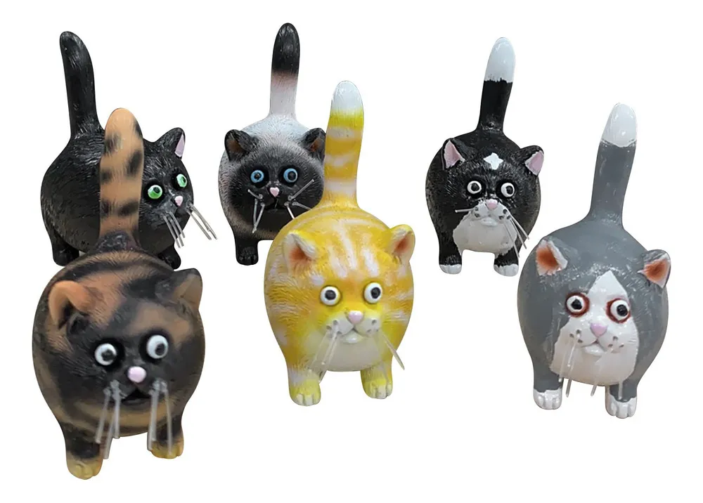 Adorno navideño de gato de resina con cola de gato verticalvayotoy