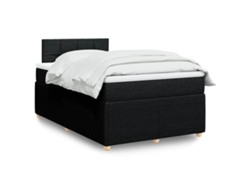 Cama Box Spring Con Colchón Tela Negro 120x200 Cm