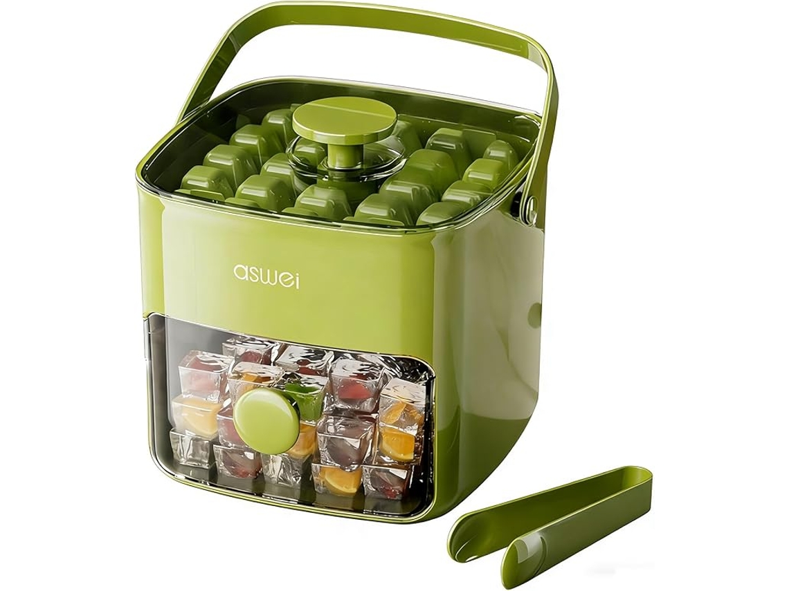 Máquina De Hielo De 48 Compartimentos, Equipada Con Tapa De Botón Pulsador, Fabricada Con Materiales Aptos Para Uso Alimentario. Panoona