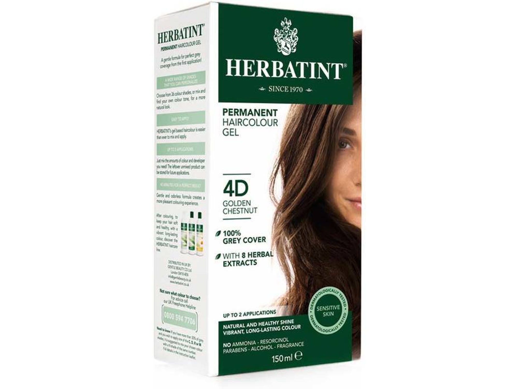 Tinte de Cabello HERBATINT D4 Castaño Dorado (150 ml)