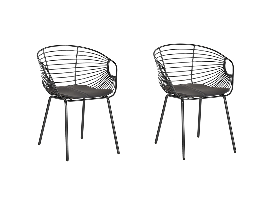 Cadeiras elegantes com visual exclusivo BELIANI Hoback de Aço Preto 60x56x79